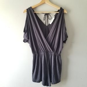 A.OK Coevolution Gray Cold Shoulder Romper Medium